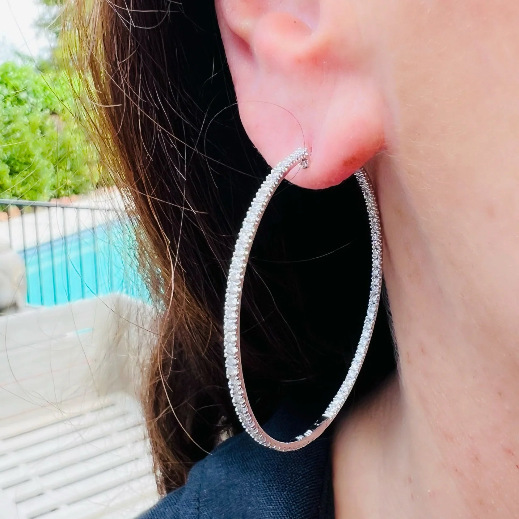 INSIDE OUT LARGE DIAMOND HOOPS