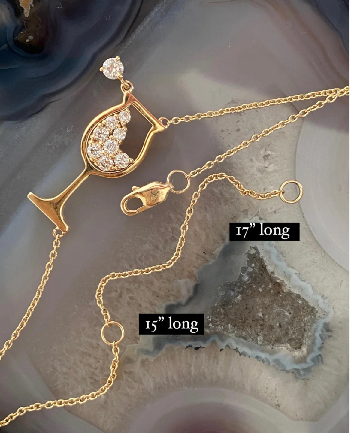 SPARKLING WINE DIAMOND PENDANT SET