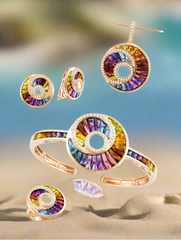Rose Gold Colorful Moon Earrings