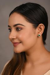 Emerald Earrings with Diamond Halo