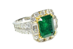 GIA  Emerald & Diamond Divine Ring