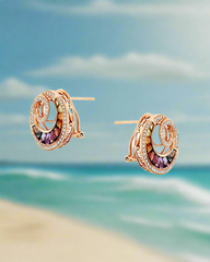 Rose Gold Colorful Moon Earrings