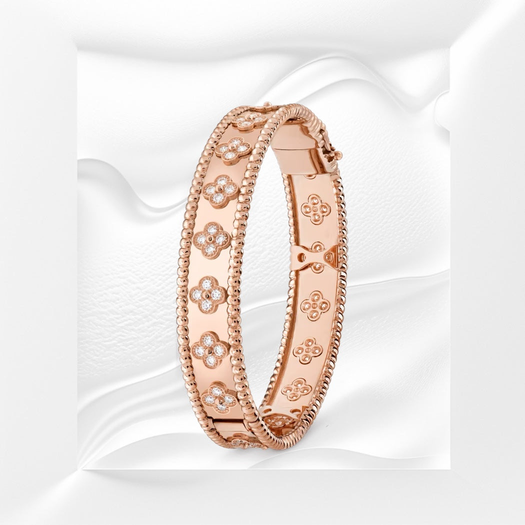 Clover Collection Rose Gold Diamond Bangle
