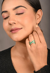 INFINITY EMERALD AND DIAMOND RING