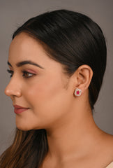 WHITE AND YELLOW RUBY DIAMOND EARRINGS