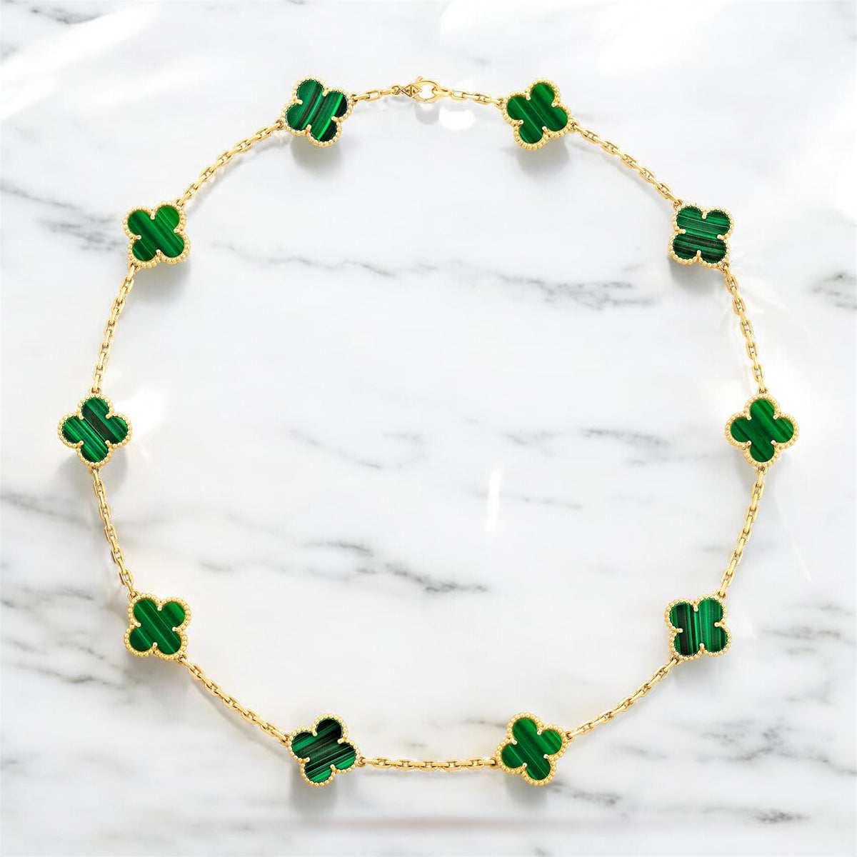 CLOVER MALCHALITE NECKLACE