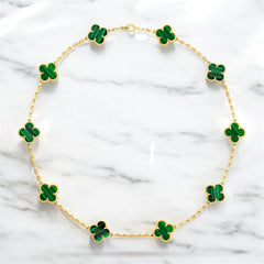 CLOVER MALCHALITE NECKLACE