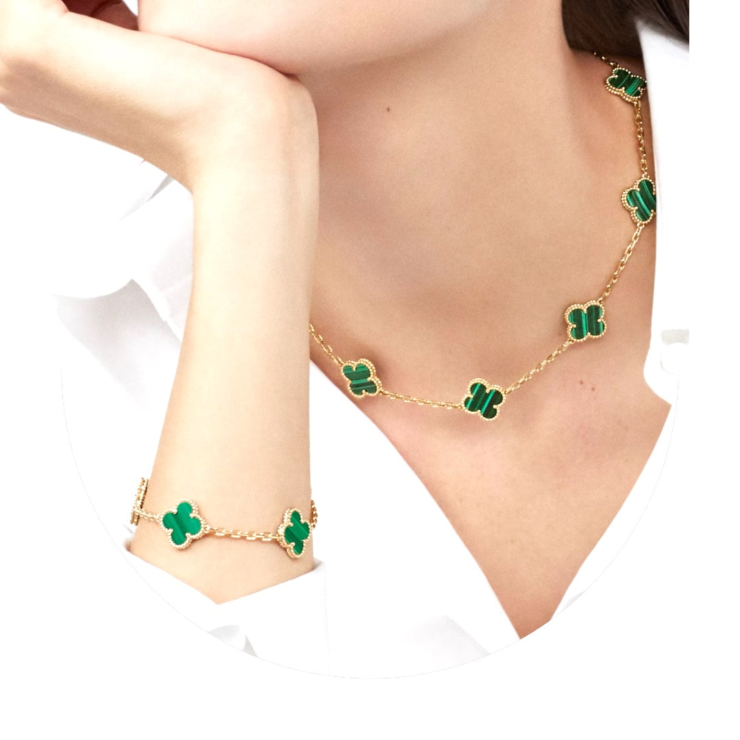 CLOVER MALCHALITE NECKLACE