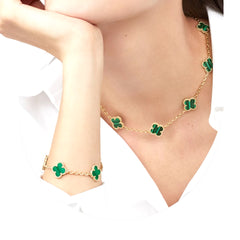 CLOVER MALCHALITE NECKLACE
