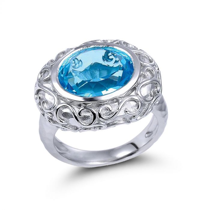 FILIGREE BLUE TOPAZ RING