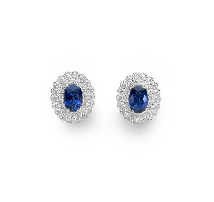 DOUBLE HALO SAPPHIRE EARRINGS