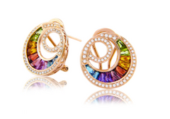 Rose Gold Colorful Moon Earrings