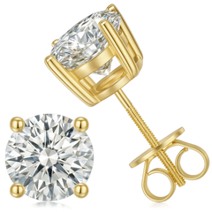IGI CERITIFIED LAB GROWN DIAMOND STUDS YELLOW GOLD