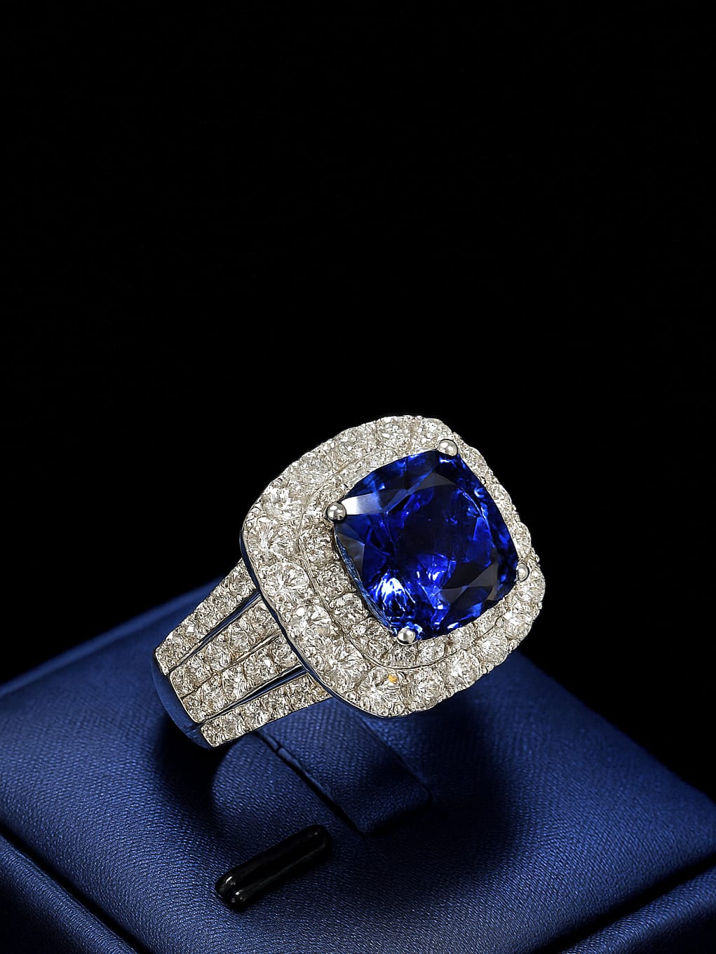 Double Halo Sapphire Ring