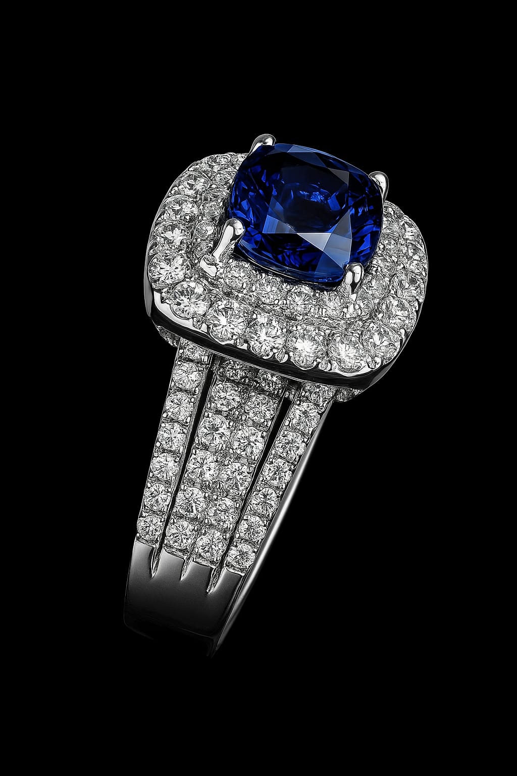Double Halo Sapphire Ring