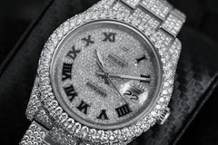 Rolex Datejust 36mm Stainless Steel Black Roman Pave Diamond Dial Fully Iced Out Series: Datejust. Dial: Custom pave diamonddial. Bracelet: Oyster band; stainless steel.